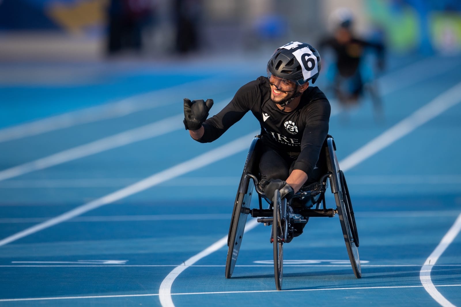 UAE's Mohamad Othman reacts after his men's 800m T34 race.