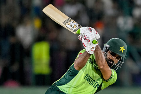 Pakistan's Fakhar Zaman in action during the ICC Champions Trophy cricket match against New Zealand at the National Stadium in Karachi on February 19.