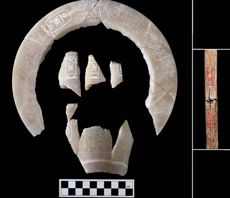 Artefacts uncovered during archaeological excavations that discovered the tomb of King Thutmose II in Luxor in southern Egypt.