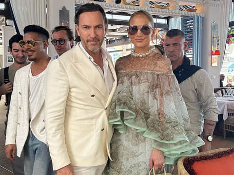 Jennifer Lopez with a fan in Dubai