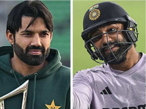 Mohammad Rizwan, left, and Rohit Sharma