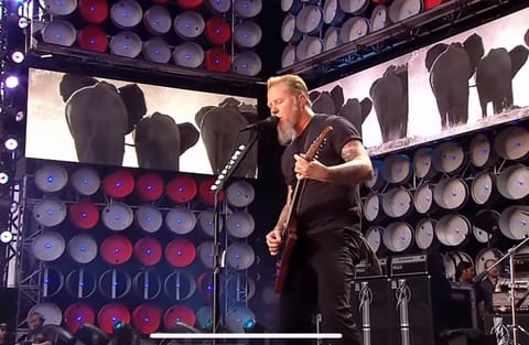 James Hetfield of Metallica during a performance of ‘Nothing Else Matters’, a song he felt shy of sharing with band members after writing it.