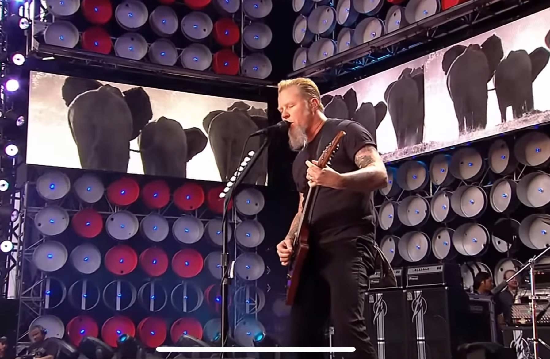 James Hetfield of Metallica during a performance of ‘Nothing Else Matters’, a song he felt shy of sharing with band members after writing it.