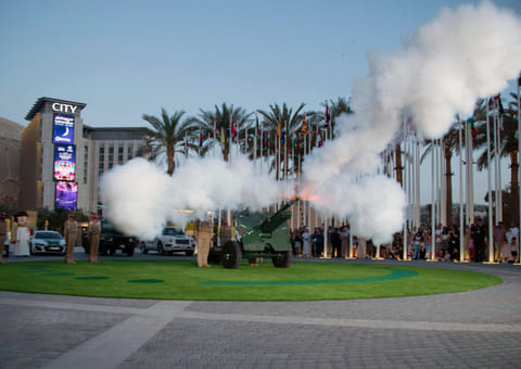 Dubai police firing cannon at Expo city last year
