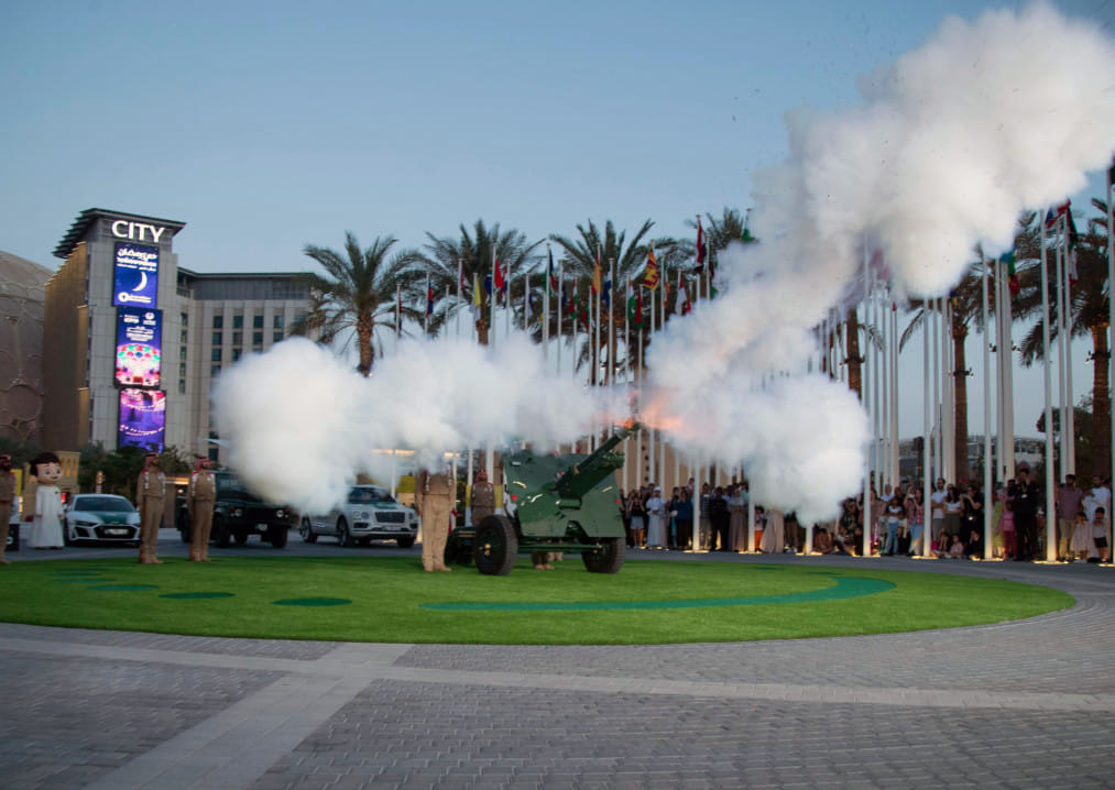 Dubai police firing cannon at Expo city last year
