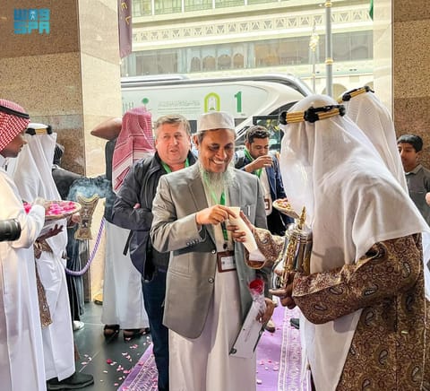 Umrah pilgrims are welcomed on arrival in Medina.  