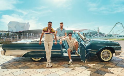 (left to right) Bollywood actors Abhay Deol, Hrithik Roshan and Farhan Akhtar re-create the magic of Zindagi Na Milegi Dobara in Yas Island