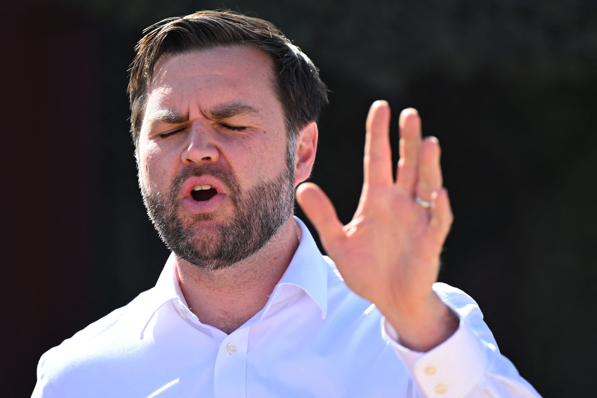 US Vice President JD Vance speaks to the press as he tours the US-Mexico border at Eagle Pass, Texas, on March 5, 2025.