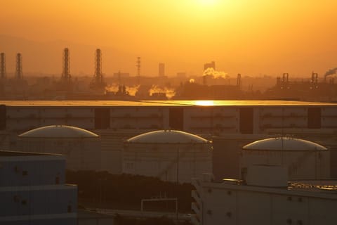Oil Tanks In Keihin Industrial Area As Saudi Arabia Hikes Oil Prices To Asia