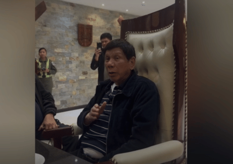 Former president Rodrigo Duterte following his arrest.