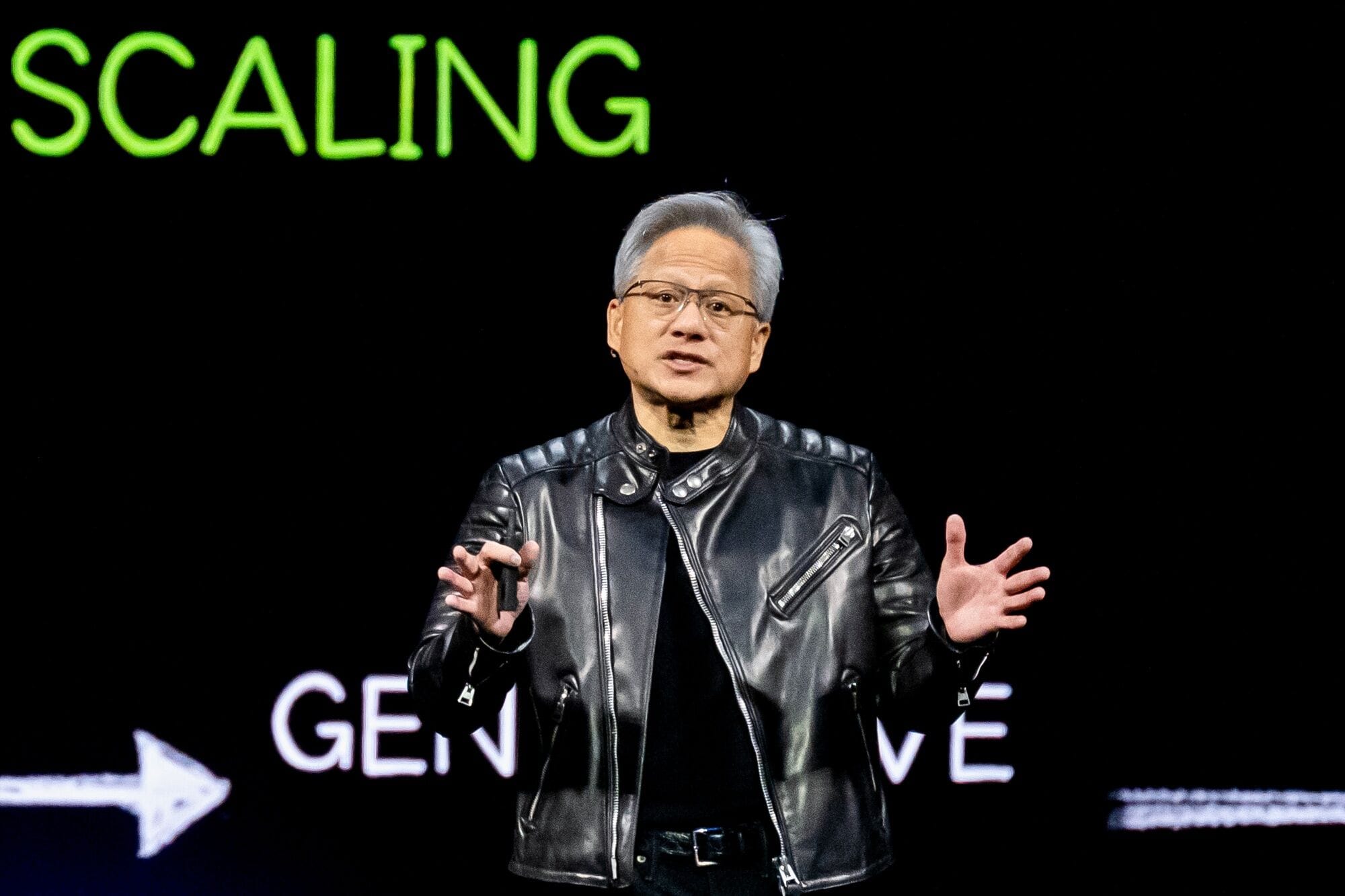 Nvidia CEO Jensen Huang at the Nvidia GTC AI Conference. File photo.