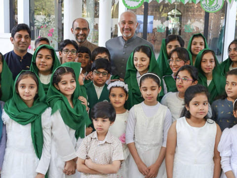 Pakistan Ambassador to the UAE Faisal Niaz Tirmizi with community members in the UAE on the occasion of Pakistan National Day. 