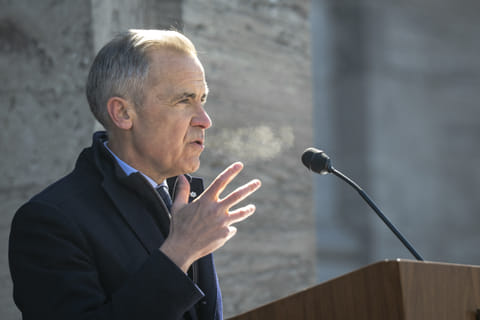 Canadian Prime Minister Mark Carney calls for a snap election after speaking with Mary Simon, the Governor General of Canada, on March 23, 2025 in Ottawa, Canada.