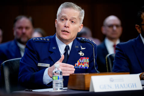 National Security Agency Director General Timothy Haugh speaks during a Senate Committee on Intelligence Hearing on March 25, 2025 in Washington, DC. 