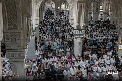 Worshippers pack Saudi Arabia's Grand Mosque on Wednesday, March 26, 2025. 