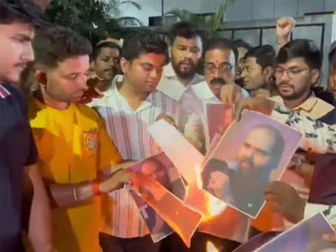 Shiv Sena workers (Eknath Shinde faction)  vandalised Hotel Unicontinental in Mumbai’s Khar area, where stand-up comedian Kunal Kamra had filmed a show that included a jibe at Maharashtra Deputy Chief Minister Eknath Shinde.