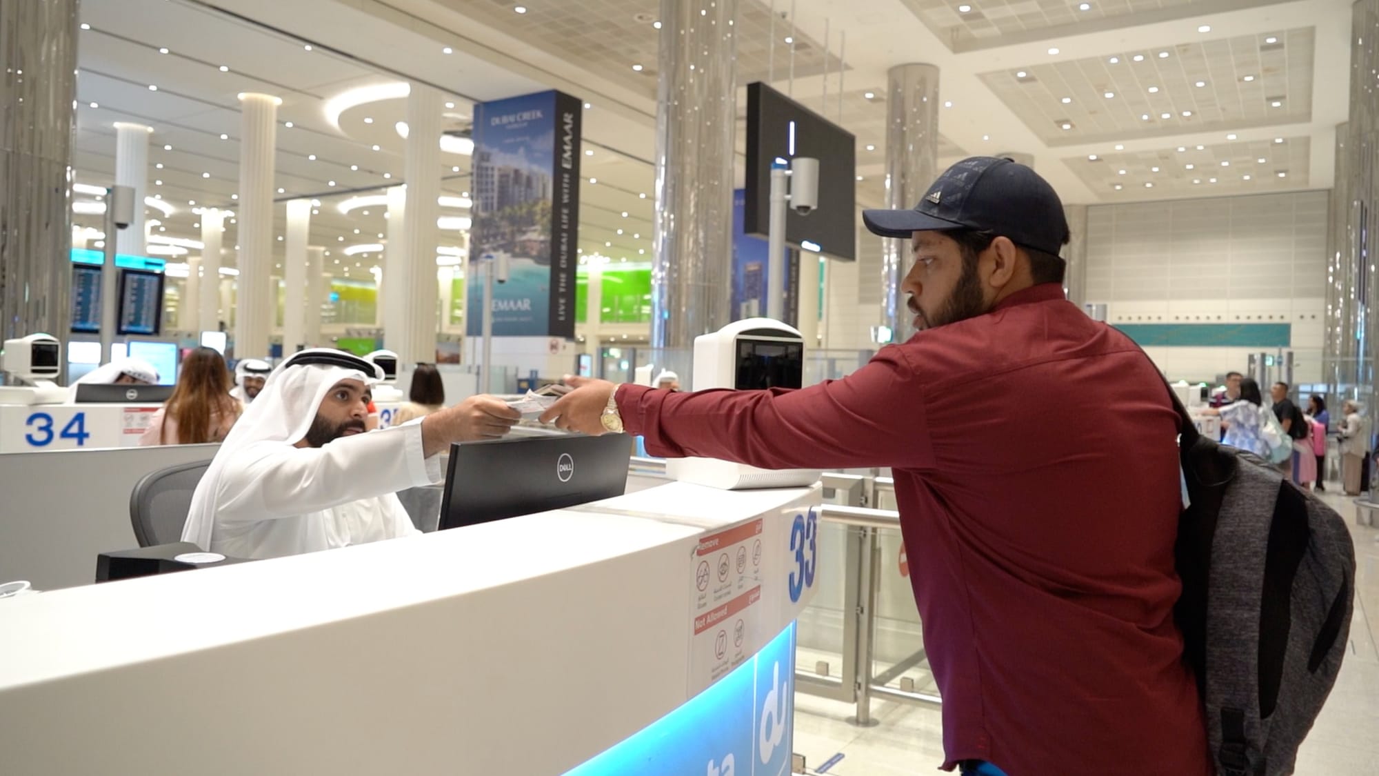 Tourists receive Day of Solidarity stamp at Dubai airport