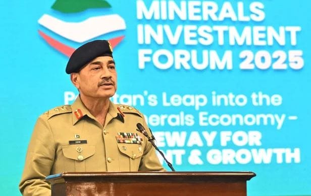 Pakistan Army Chief General Asim Munir addressing the Pakistan Minerals Investment Forum on Tuesday