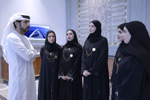 Sheikh Hamdan interacts with Emirati students studying at Indian universities