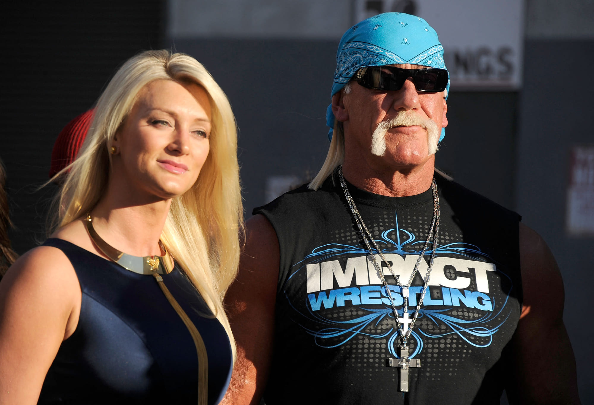 Pro wrestler Hulk Hogan (right) and guest arrive at Spike TV's "2011 Video Game Awards" at Sony Studios on December 10, 2011 in Los Angeles, California.