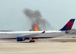 Video: Delta plane catches fire at Orlando airport, passengers evacuate on slides