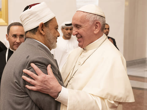 File photo: Pope Francis receives Dr Ahmad Al Tayyeb, Grand Imam of Al Azhar at Presidential Palace in Abu Dhabi.