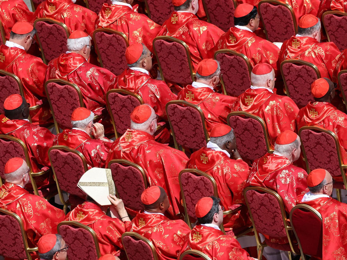 Cardinals during the funeral of Pope Francis in St. Peter’s Square in Vatican City.