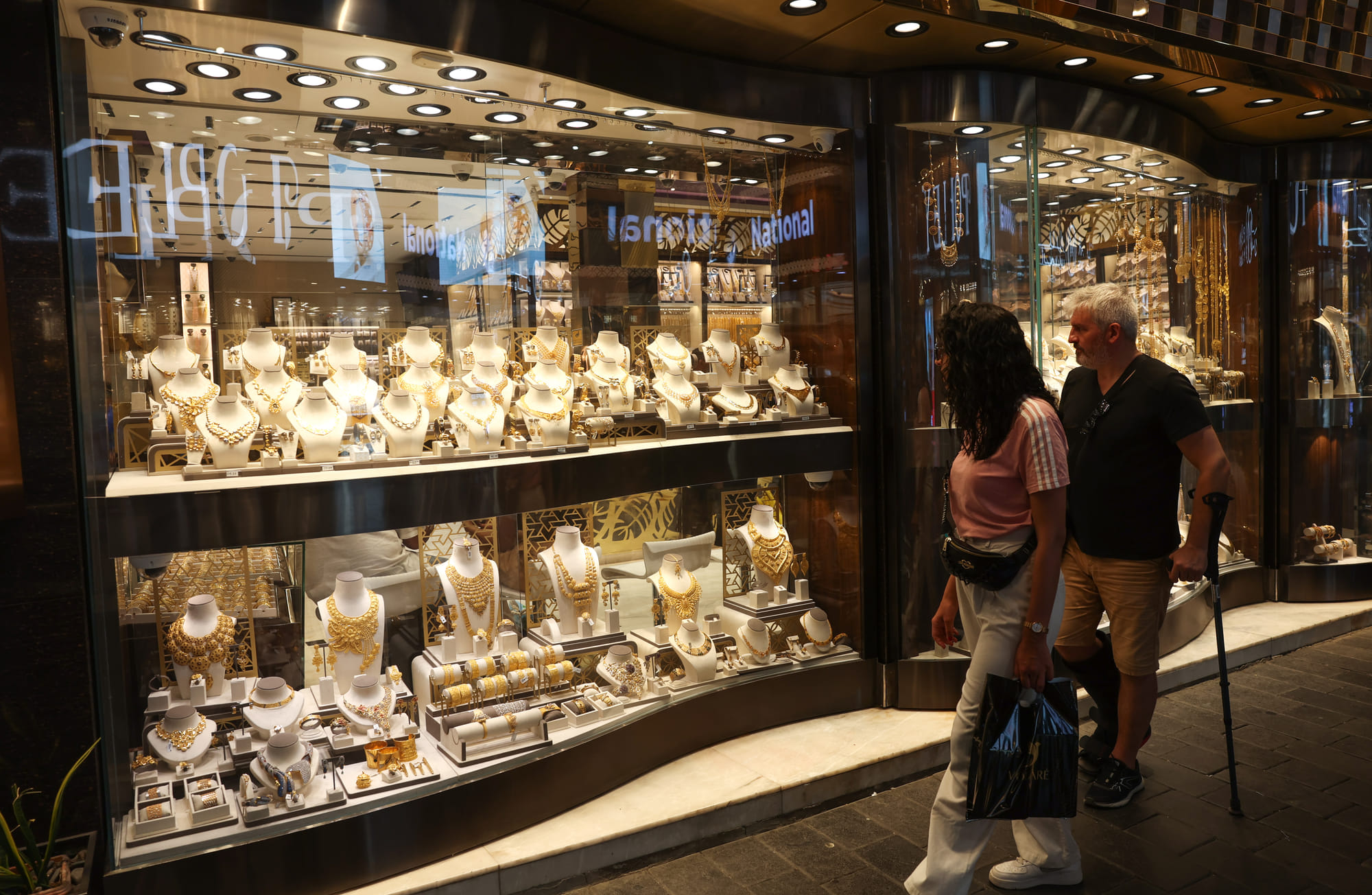 Stock Gold   Shoppers at gold souq in Deira. 