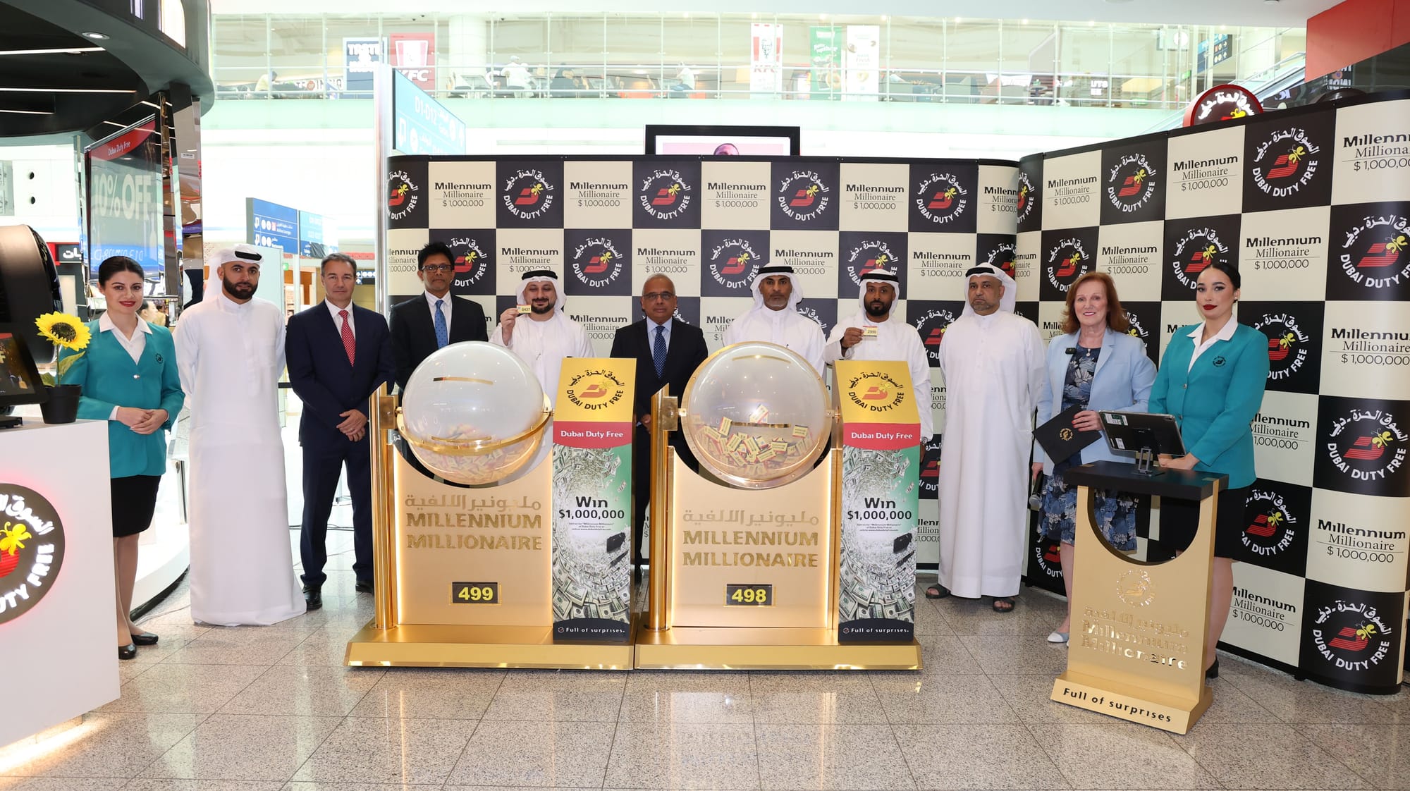 Dubai Duty Free officials at the draw for Dubai Duty Free Millennium Millionaire Series 498 and 499 on Wednesday.