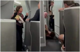 Viral video: Woman tries to storm cockpit, crew tackles her mid-flight