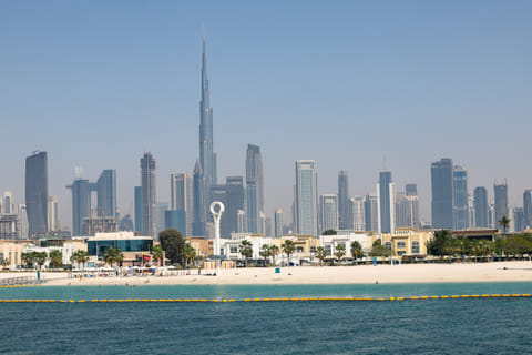 The apartment is located in Jumeirah 2, within the Aman Residences Dubai development. 