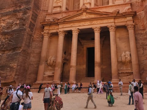 Petra, famous for its stunning temples hewn from rose-pink cliff faces, is a UN World Heritage site.