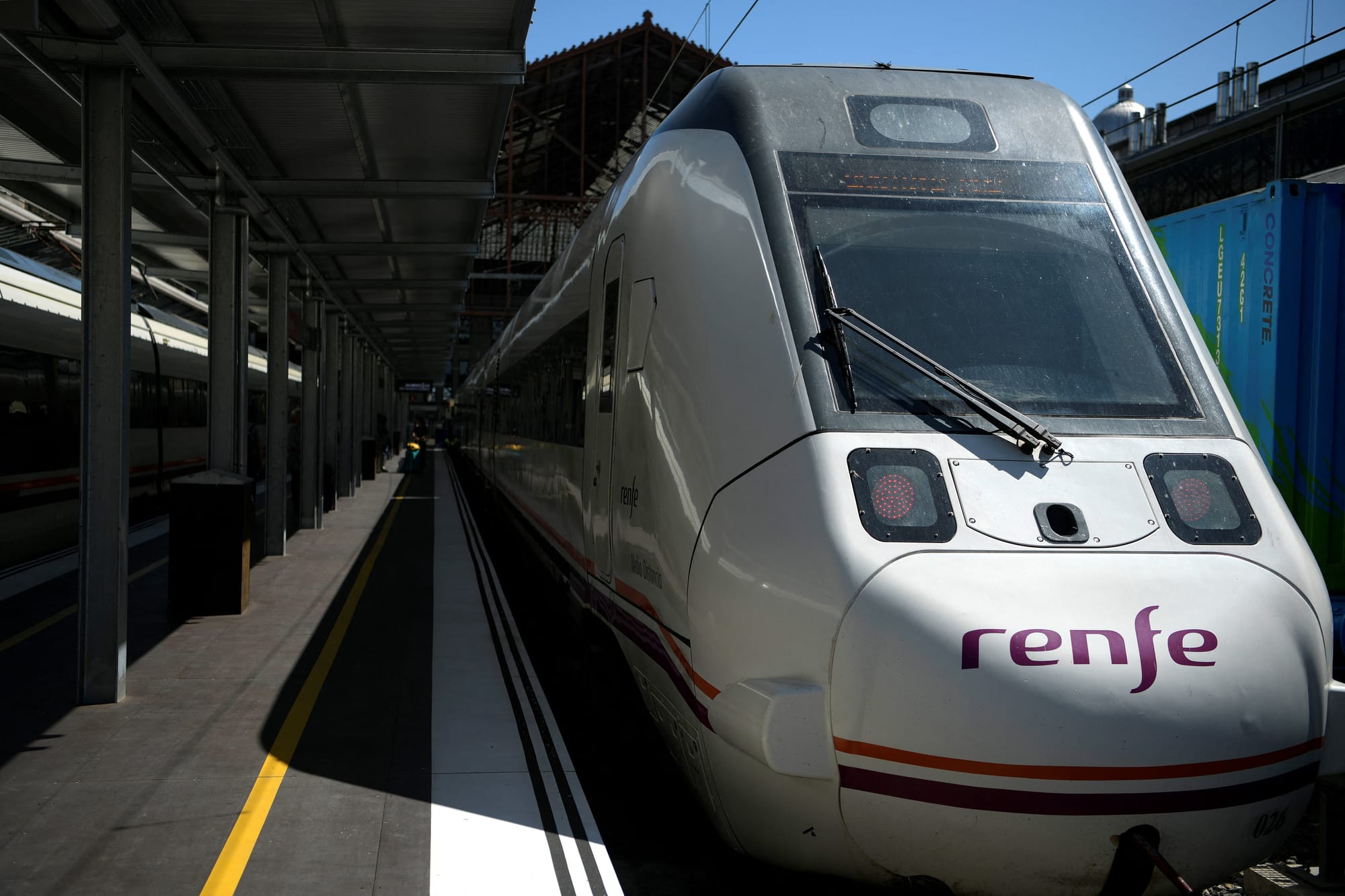 A train of the Spanish state-owned rail company Renfe, is pictured at the Principe Pio train station in Madrid.