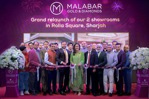Two newly revamped showrooms of Malabar Gold & Diamonds in Rolla Square, Sharjah was unveiled by Bollywood actress & brand ambassador of Malabar Gold & Diamonds, Kareena Kapoor Khan in the presence of Abdul Salam K.P, Shamlal Ahamed, Mr. Mayankutty C,  Nishad A.K, Abdul Majeed, Ameer CMC, Sakkeer. P, Ranjith KV, other senior management team members from Malabar Gold & Diamonds, customers & well-wishers