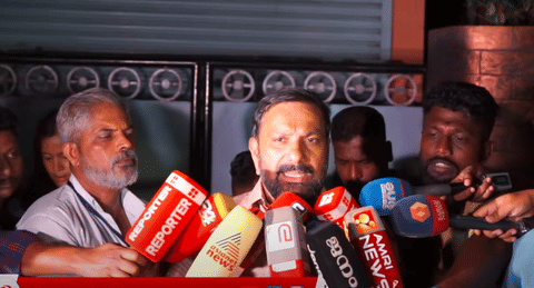 Shajan Skariah speaks to the media after being released on bail