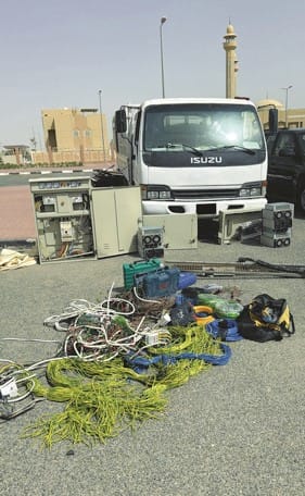 The cables seized by police in a vehicle (rear). 

