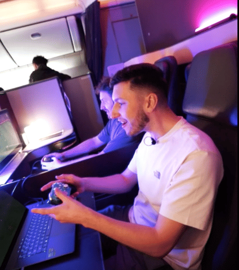 Gaming influencers participated in the mid-air showdown during a Doha to London flight on May 10. 