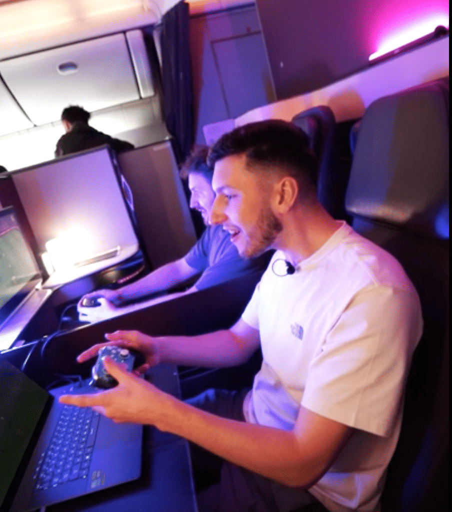 Gaming influencers participated in the mid-air showdown during a Doha to London flight on May 10. 