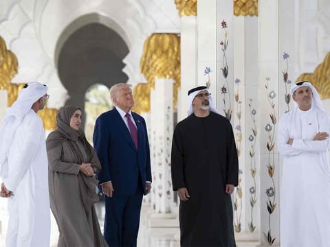 The US President was accompanied by Sheikh Khaled bin Mohamed bin Zayed Al Nahyan, Crown Prince of Abu Dhabi and Chairman of the Abu Dhabi Executive Council, during the Sheikh Zayed Grand Mosque visit.