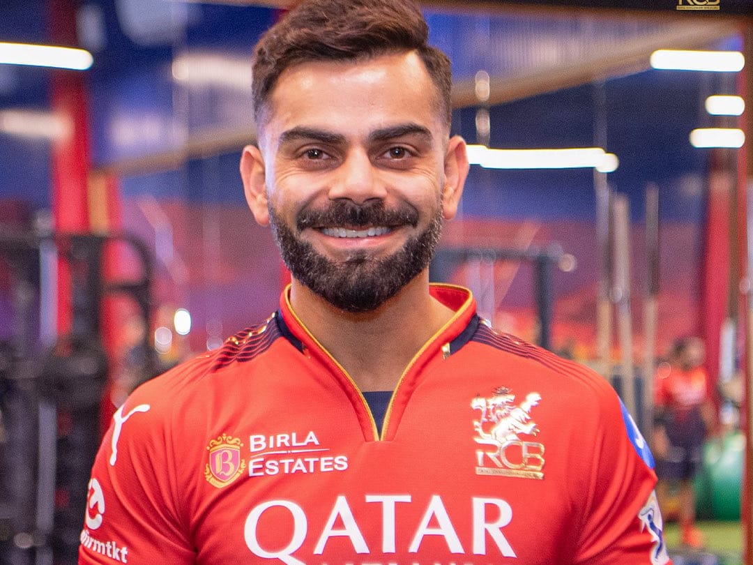 Virat Kohli in a happy mood after joining the Royal Challengers Bengaluru during the training on Thursday.