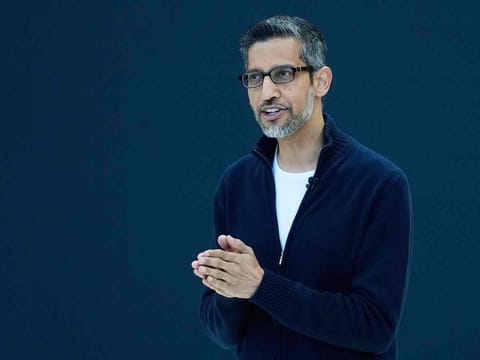 Alphabet CEO Sundar Pichai speaks at a Google I/O event in Mountain View, California, on Tuesday, May 20, 2025.