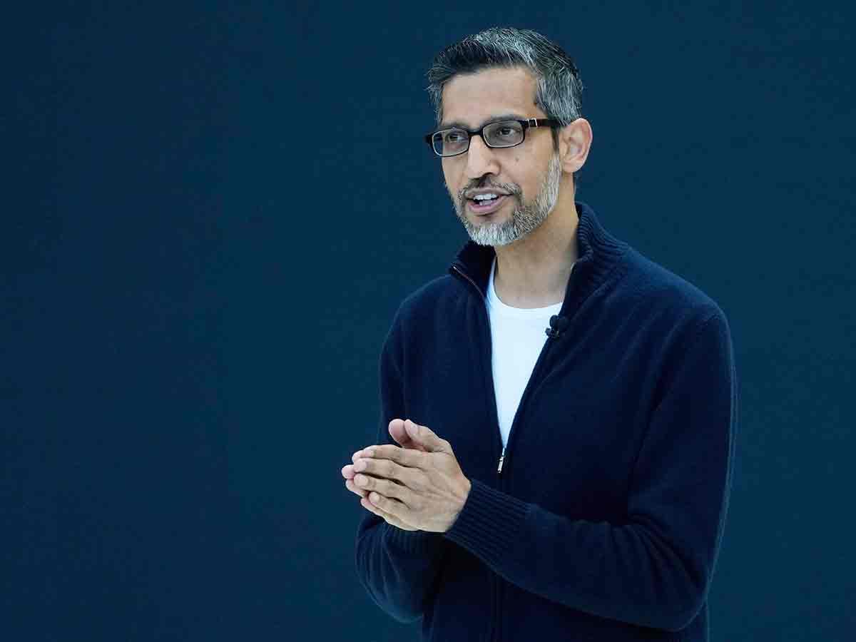 Alphabet CEO Sundar Pichai speaks at a Google I/O event in Mountain View, California, on Tuesday, May 20, 2025.