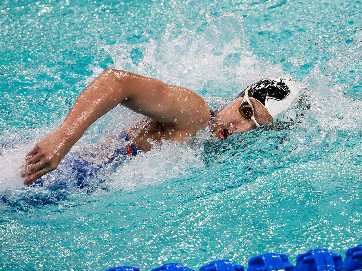 China's Yu Zidi competes in the women's 200 meters freestyle semifinal at the 2025 National Swimming Championships in Shenzhen, in China's southern Guangdong province.