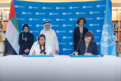 The signing took place Wednesday morning at the UNESCO headquarters in Paris.
