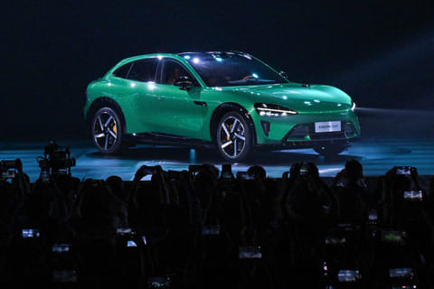 The Xiaomi YU7 SUV car is seen during a launch event in Beijing on May 22, 2025.