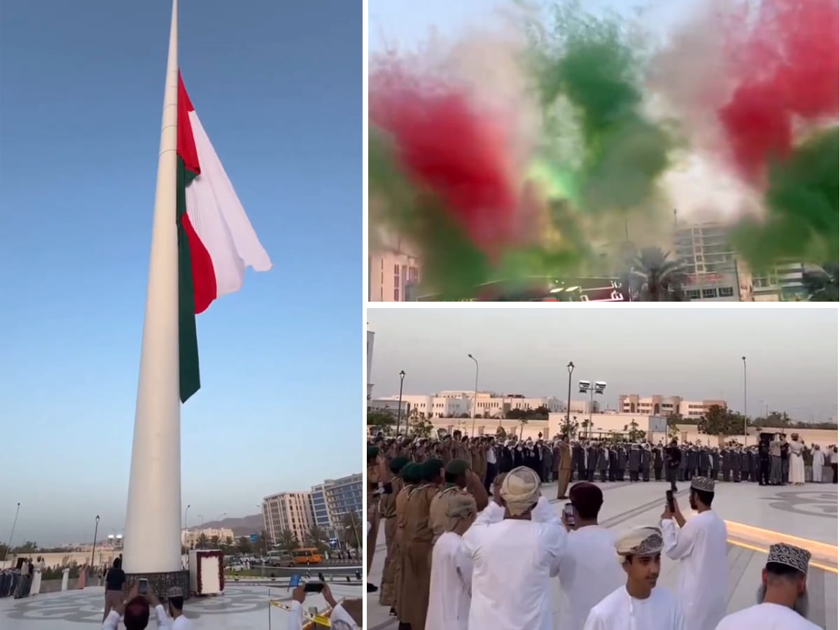 The tallest flag in the Sultanate of Oman was officially unveiled, towering high and touching the sky, in a scene that embodies national pride and honor.
