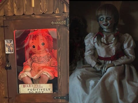 (L-R) The original Annabelle doll; The doll in the film series