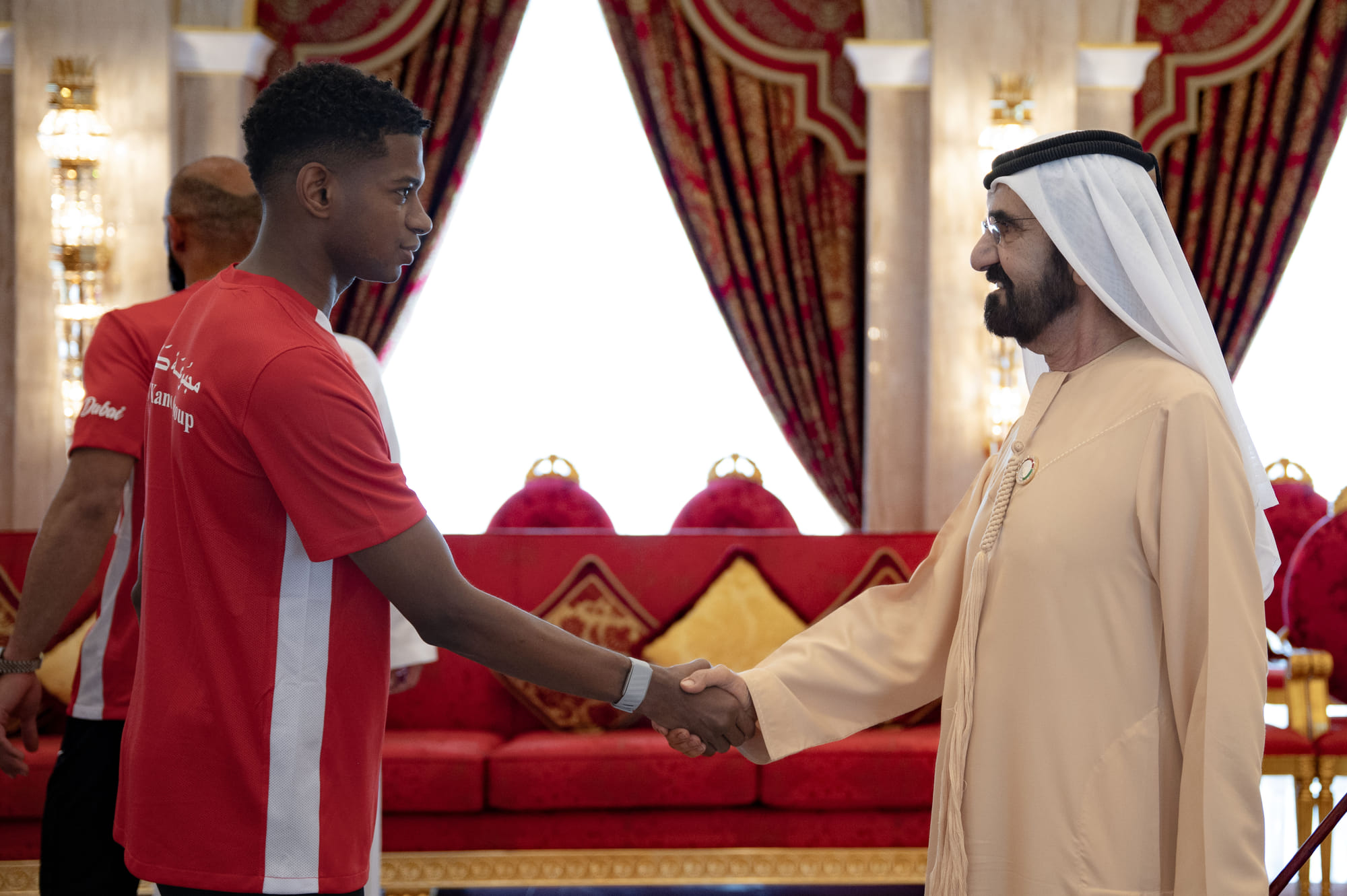 His Highness Sheikh Mohammed bin Rashid Al Maktoum, Vice President, Prime Minister, and Ruler of Dubai, received Shabab Al Ahli football team at Zabeel Palace in recognition of their outstanding performance during the 2024-2025 sports season, in which they secured four titles. 