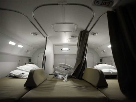 The crew rest area on a Boeing 787 Dreamliner. 