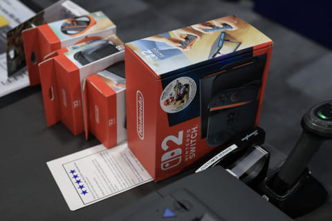 Nintendo's Switch 2 consoles in boxes at a midnight opening of a Best Buy store on June 05, 2025 in Pembroke Pines, Florida.